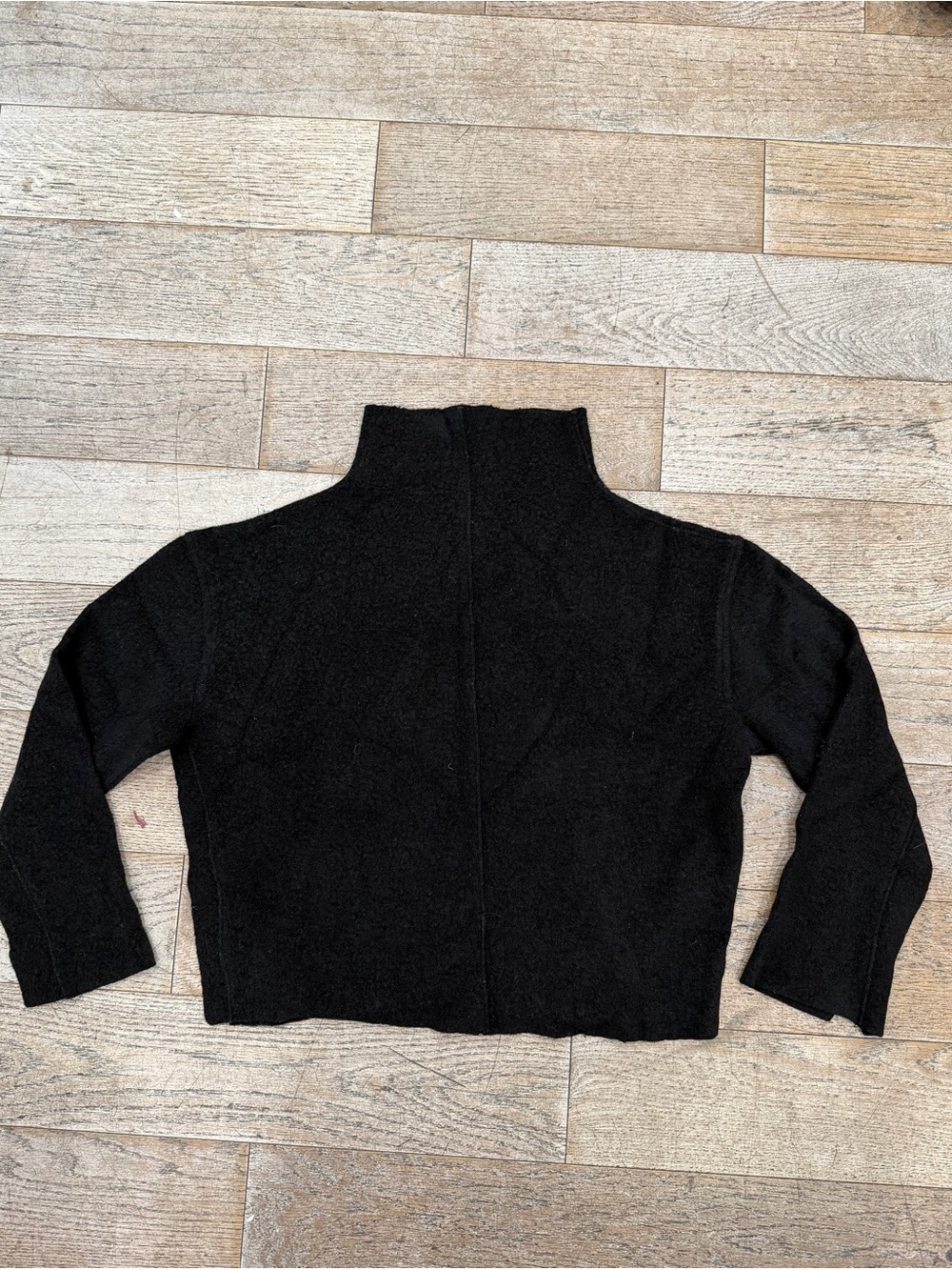 rag & bone Cropped Boiled Virgin Wool Mock Neck Sweater Black Boxy Sz Small